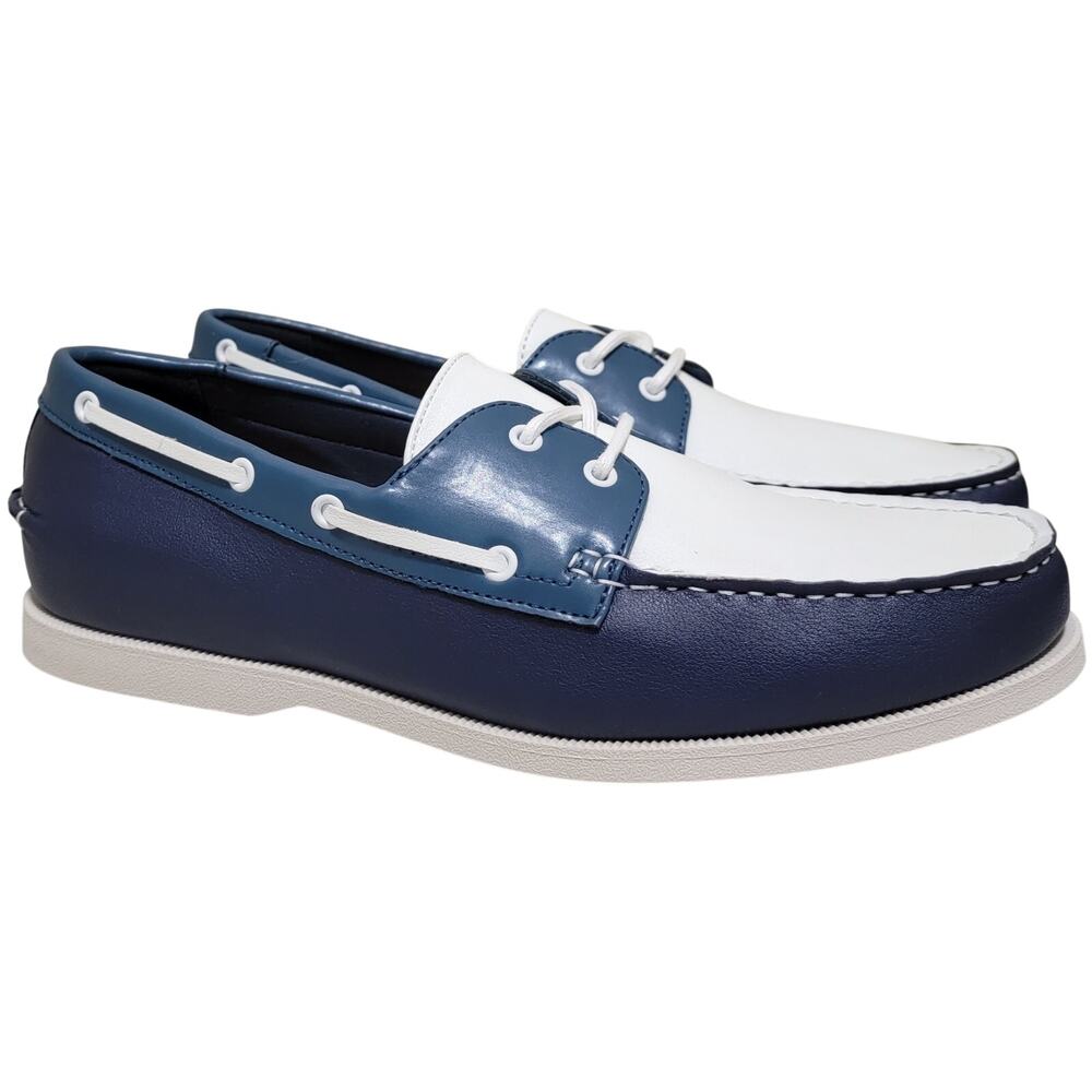 Club Room Men Elliot 2-Eye Casual Boat Shoe Size US 8.5M Navy Blue Two Tone